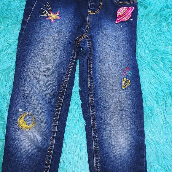 Girl's 2pc Embroidered Jean Blue Circo Girls Pink multi colored Polka Dots Long - Picture 4 of 8
